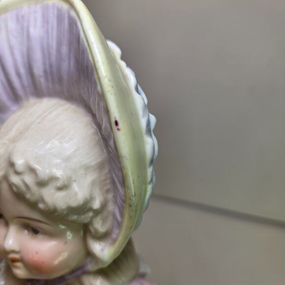 Vintage Bisque Boy & Girl Umbrella Figurines Porcelain 10-11" Pair Collectible - Picture 8 of 14